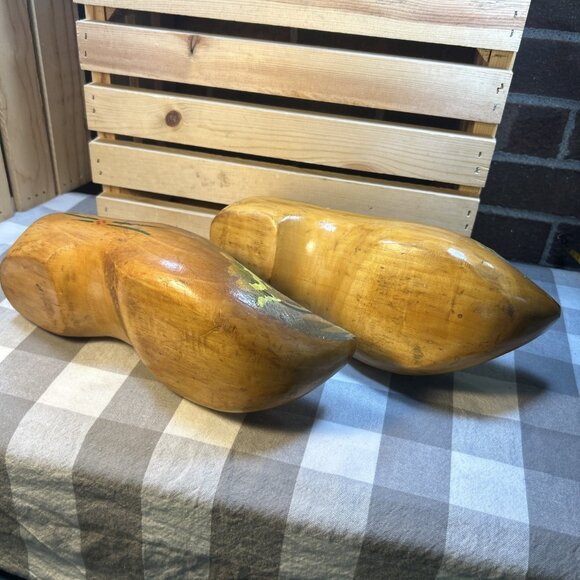 Dutch shoes Wooden Carved Clogs Made In Holland Painted Wind mill design 12” - Picture 7 of 9